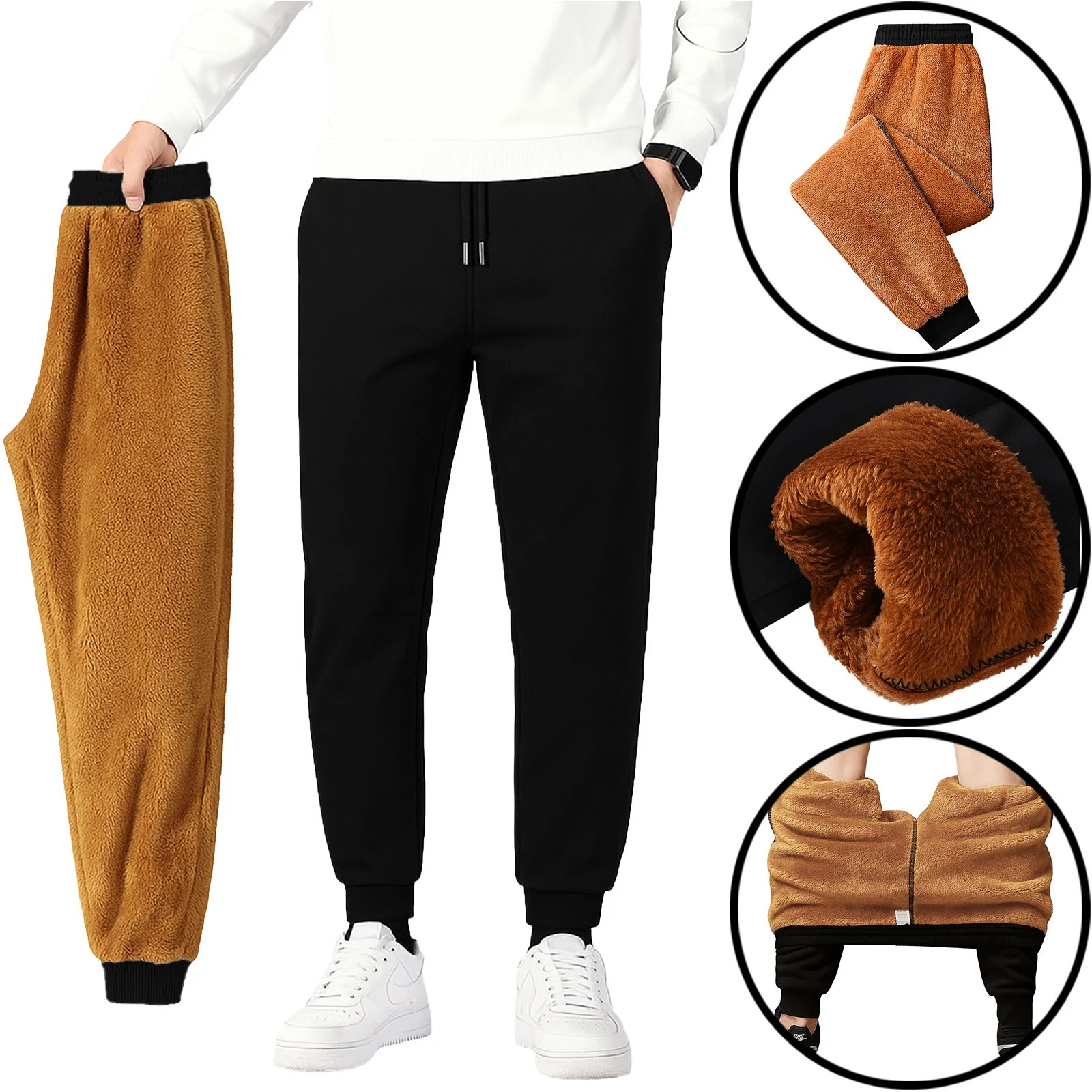Mens Fleece Lined Sherpa Lined Thermal Joggers