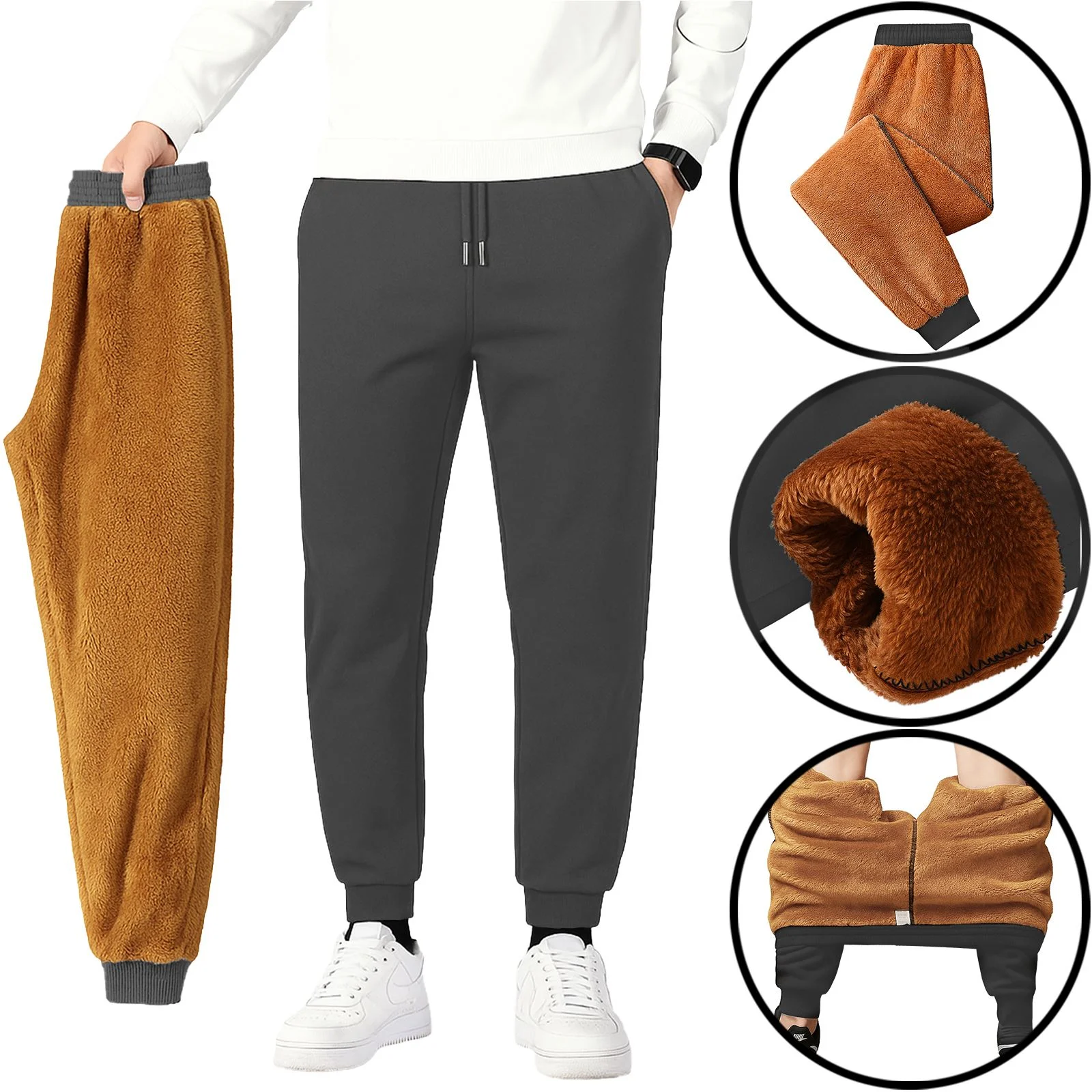 Mens Fleece Lined Sherpa Lined Thermal Joggers