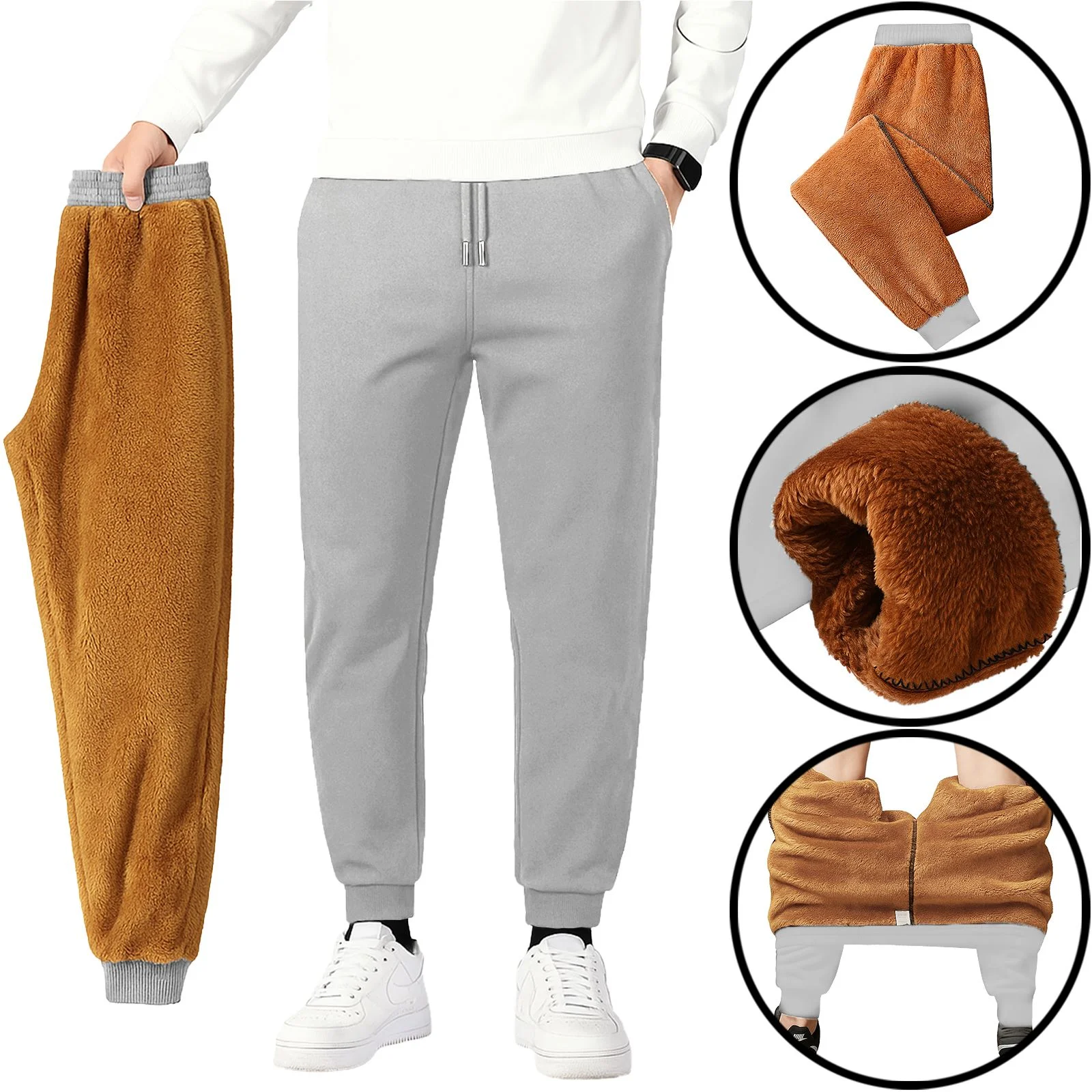 Mens Fleece Lined Sherpa Lined Thermal Joggers