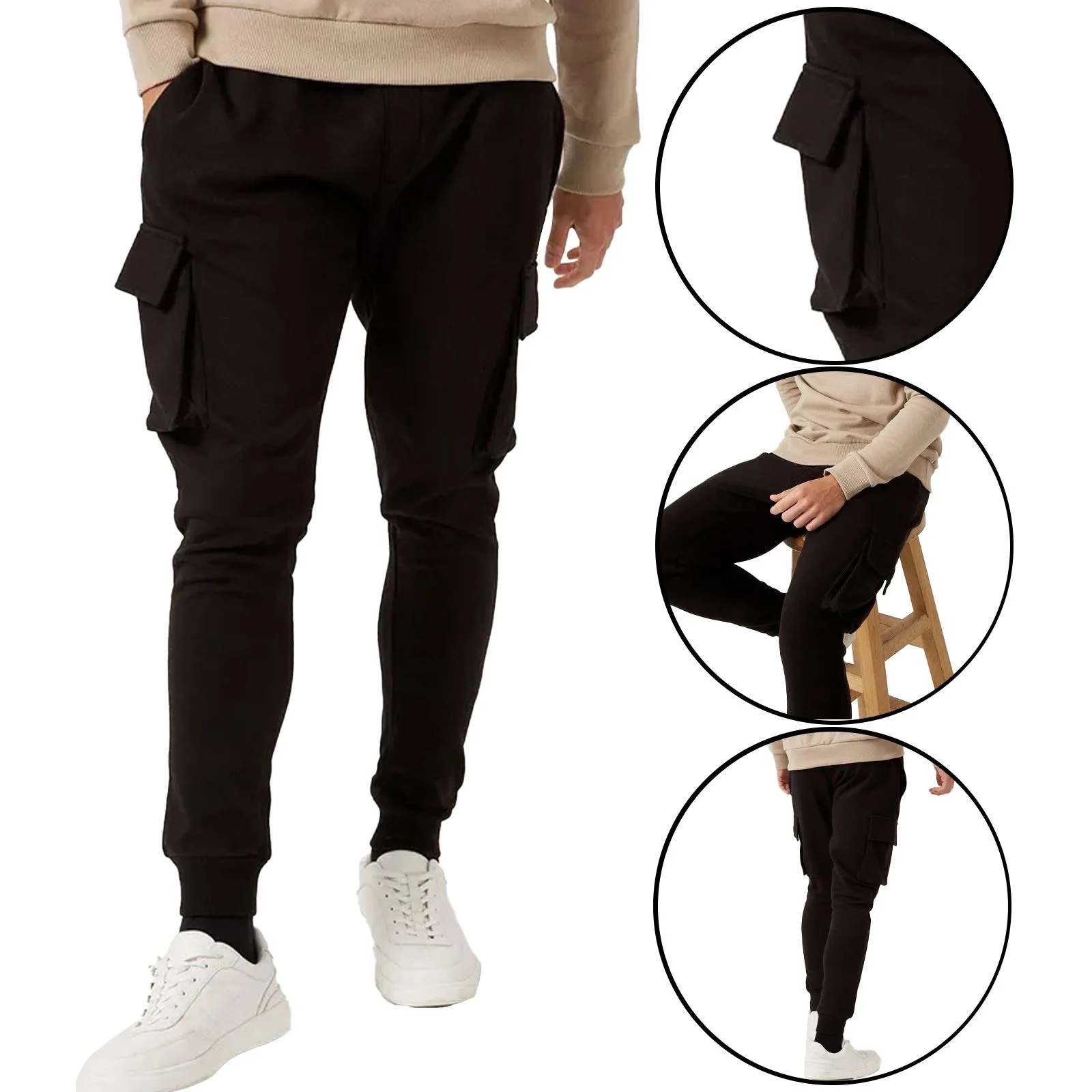 Mens Stretch Cargo Joggers Pocket