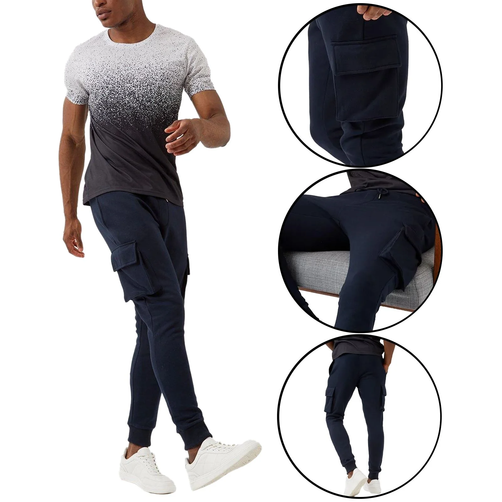 Mens Stretch Cargo Joggers Pocket