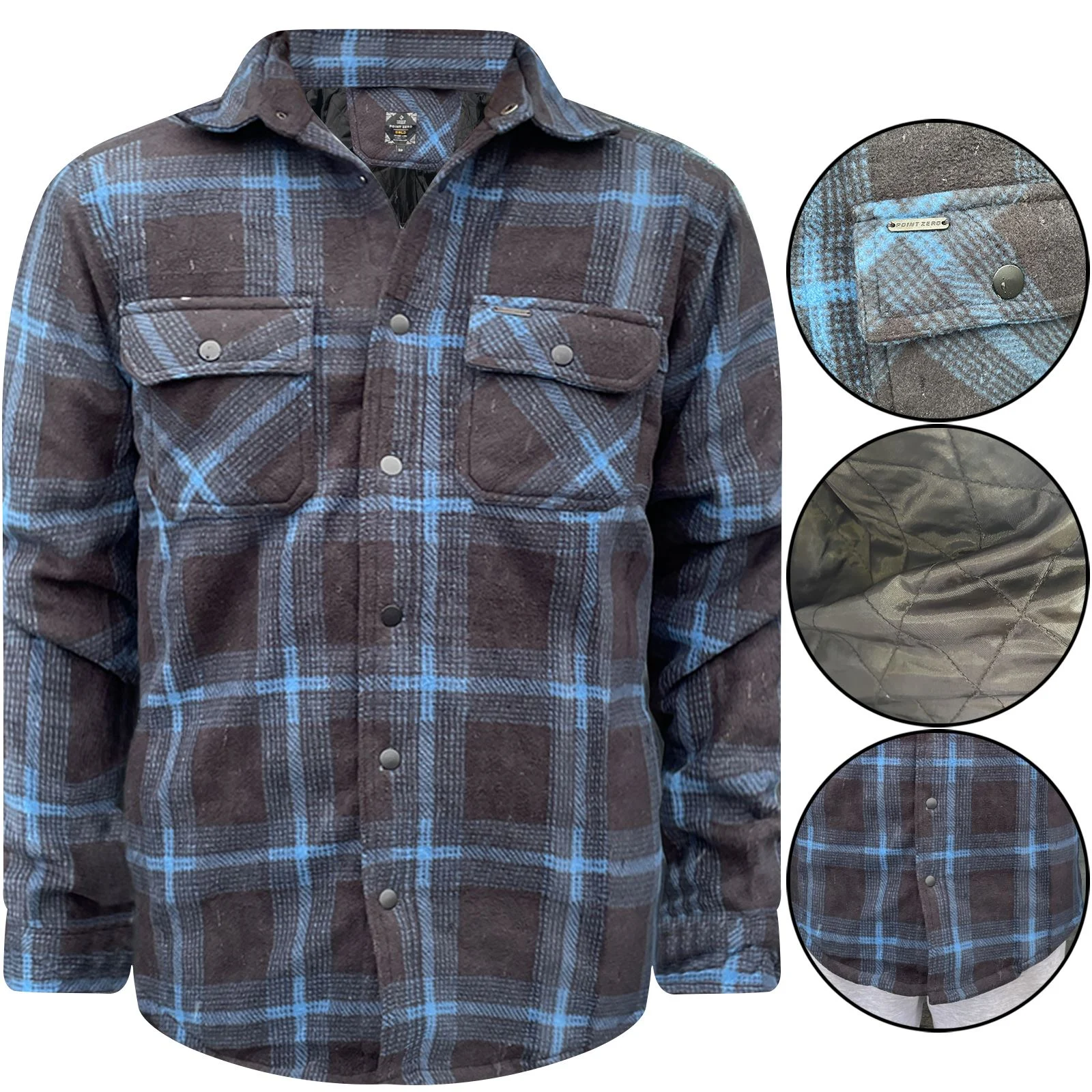 Mens Point Fleece Lined Padded Check Jacket