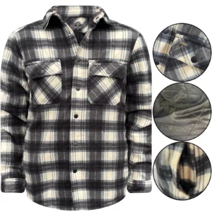 Mens Point Fleece Lined Padded Check Jacket