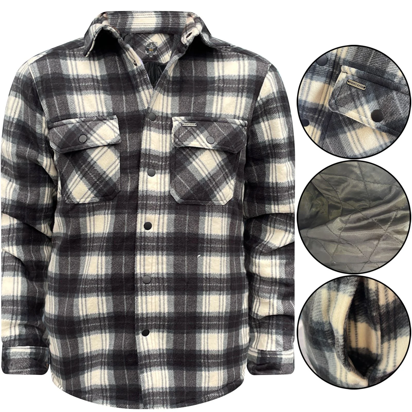 Mens Point Fleece Lined Padded Check Jacket