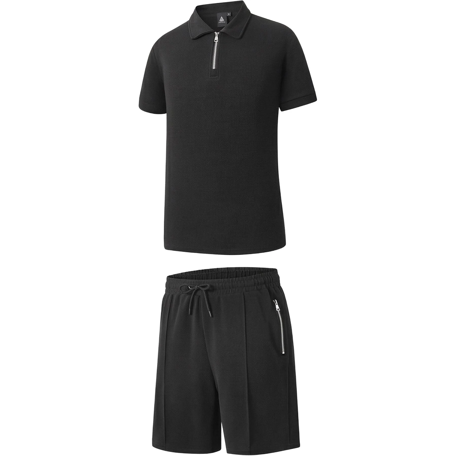 Mens Polo Stretch Knitted Quarter Zip Short