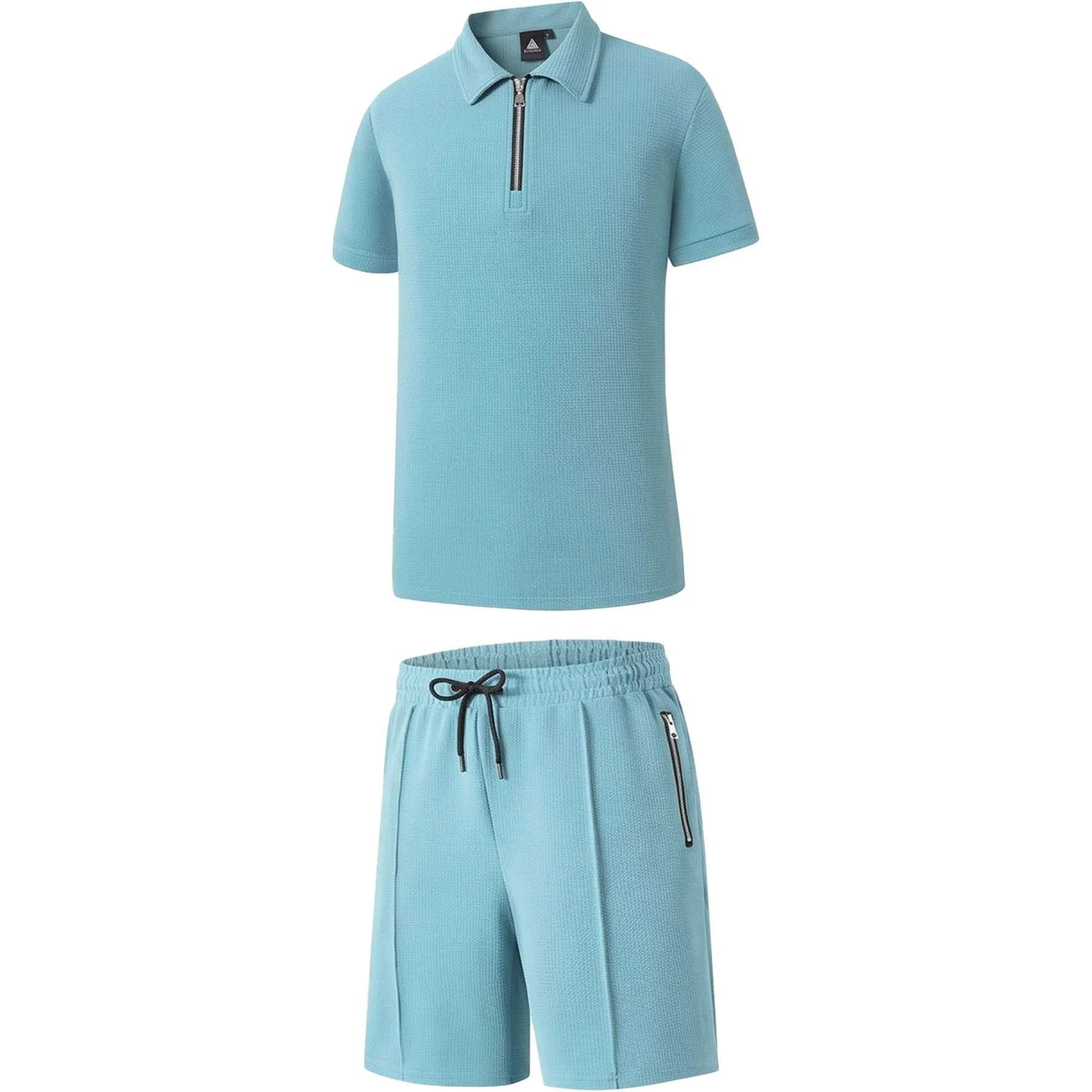 Mens Polo Stretch Knitted Quarter Zip Short