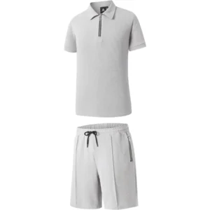 Mens Polo Stretch Knitted Quarter Zip Short