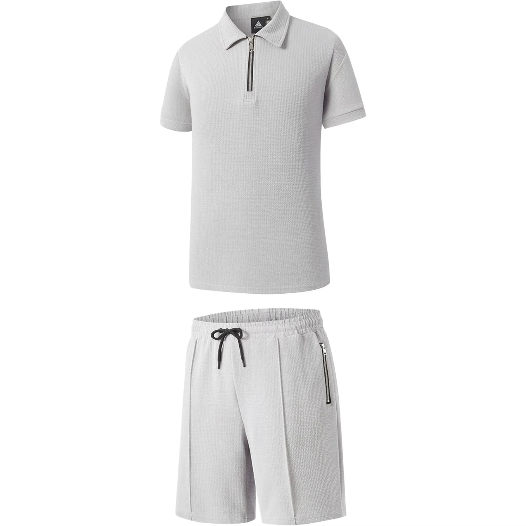 Mens Polo Stretch Knitted Quarter Zip Short