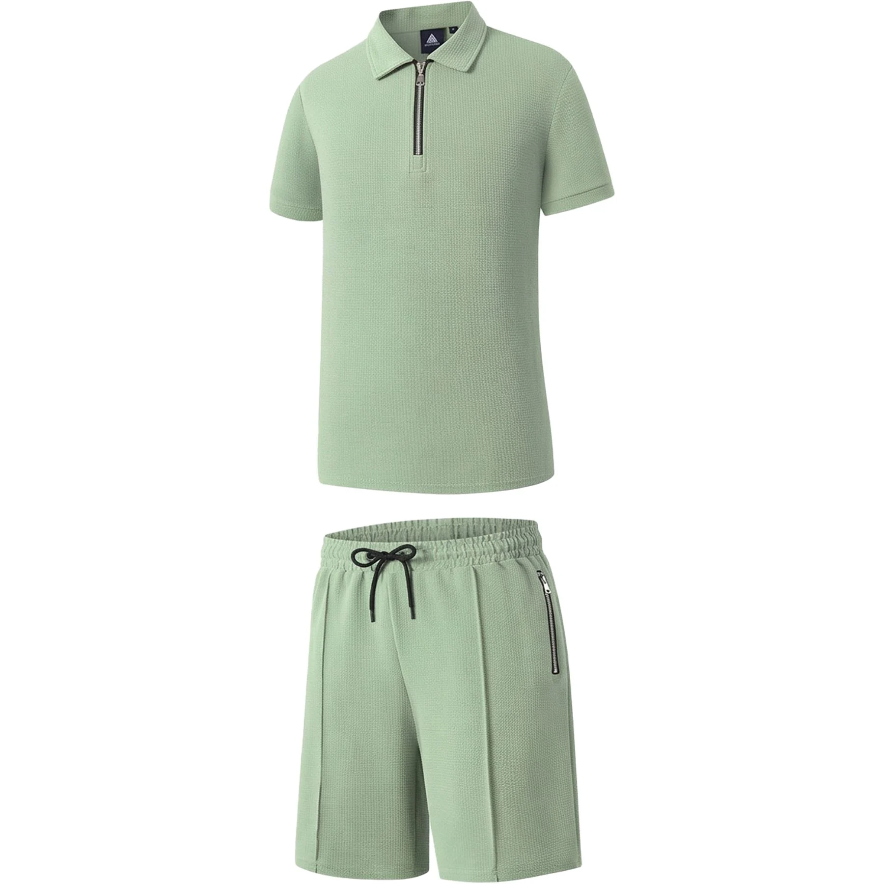 Mens Polo Stretch Knitted Quarter Zip Short