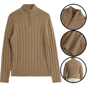 Mens Knitted Quarter Zip Zip Up Cardigan