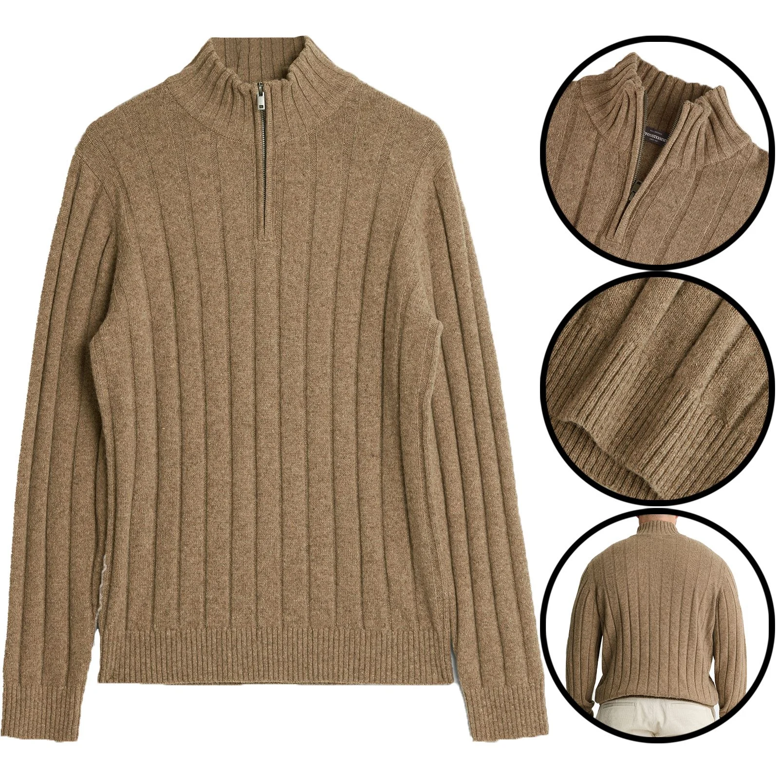 Mens Knitted Quarter Zip Zip Up Cardigan
