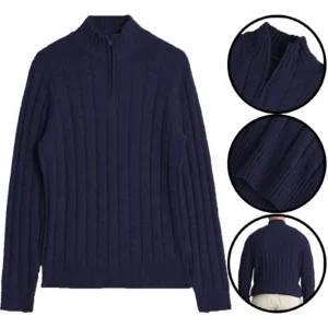 Mens Knitted Quarter Zip Zip Up Cardigan