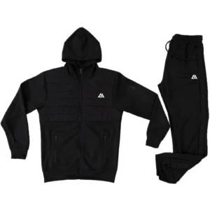 Mens Quilted Padded Hooded Tracksuit Set