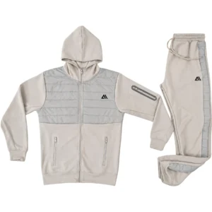 Mens Quilted Padded Hooded Tracksuit Set