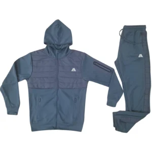 Mens Quilted Padded Hooded Tracksuit Set
