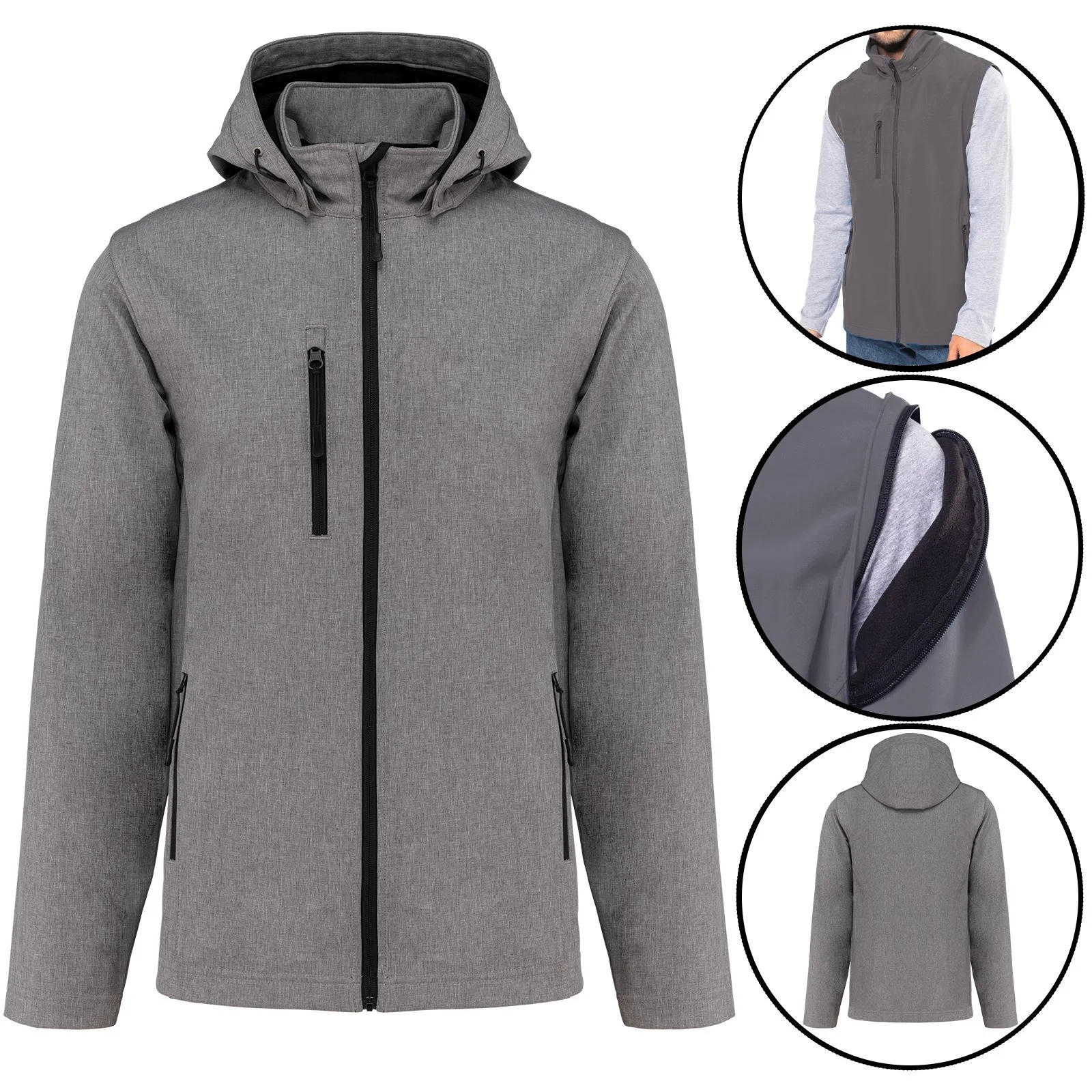 Mens Removable Fleece Lined Soft Shell Waterproof