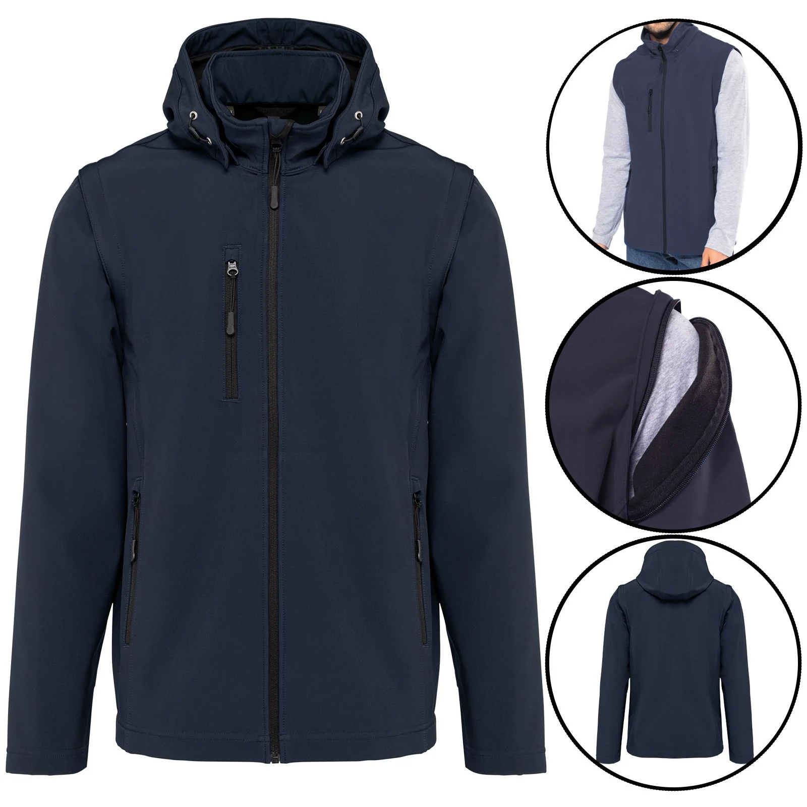 Mens Removable Fleece Lined Soft Shell Waterproof