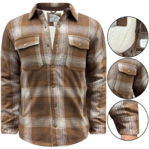 Mens Sherpa Sherpa Lined Padded Check Jacket