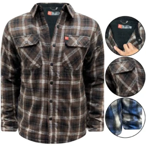 Mens Sherpa Sherpa Lined Padded Check Jacket
