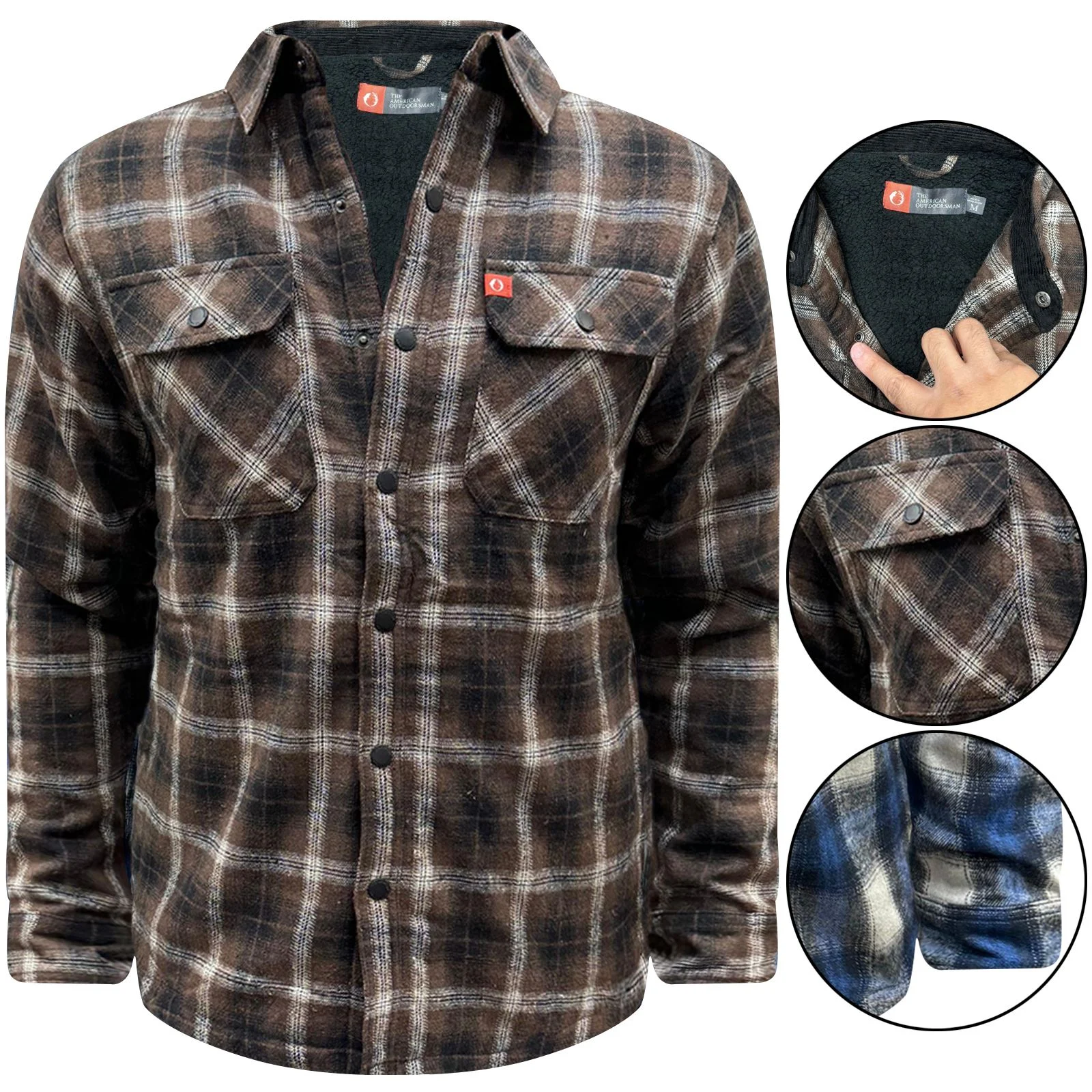Mens Sherpa Sherpa Lined Padded Check Jacket