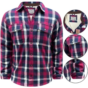 Mens Sherpa Sherpa Lined Padded Check Jacket