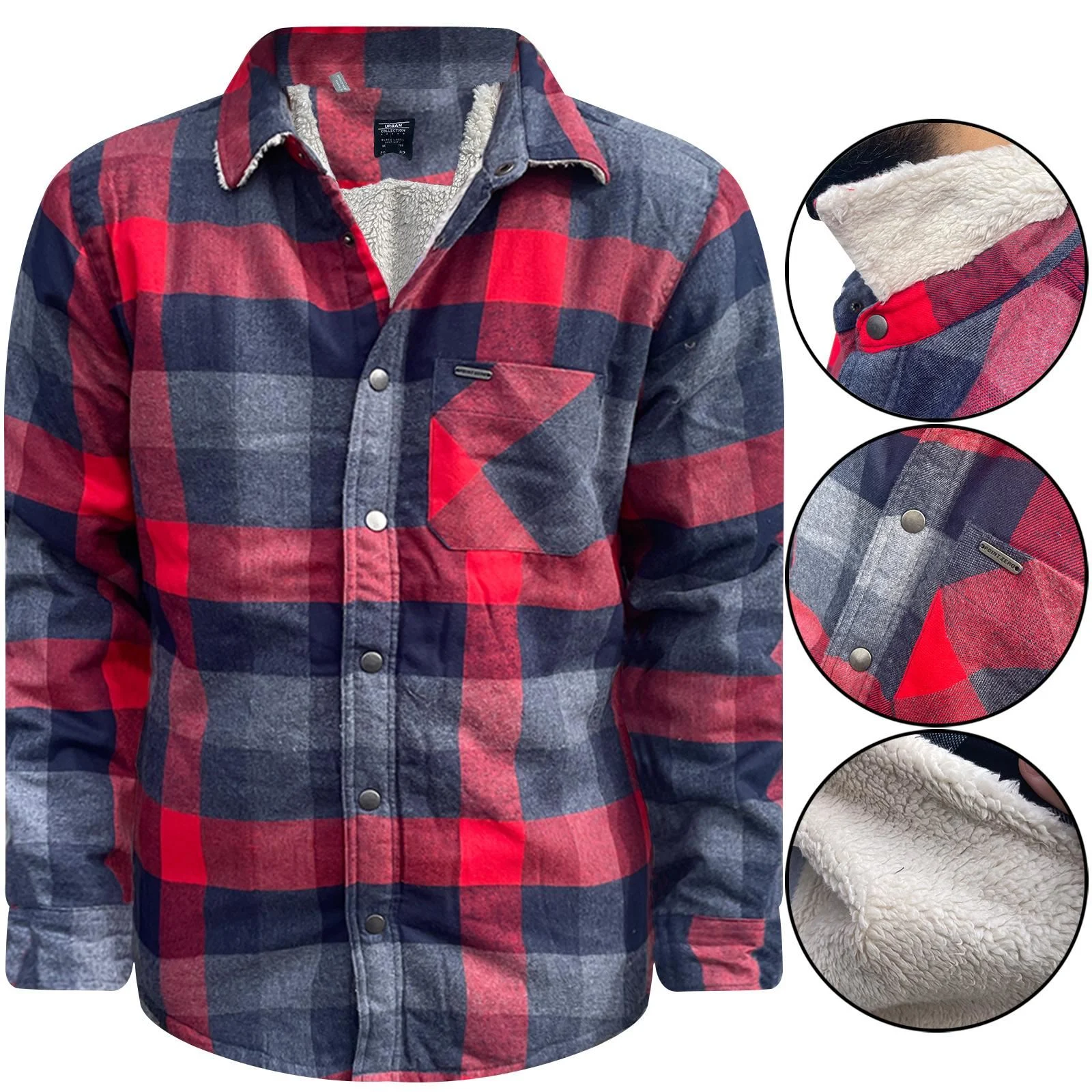 Mens Sherpa Sherpa Lined Padded Check Jacket