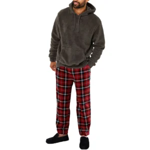 Mens Sherpa Lined Hooded Lounge Pyjama Set