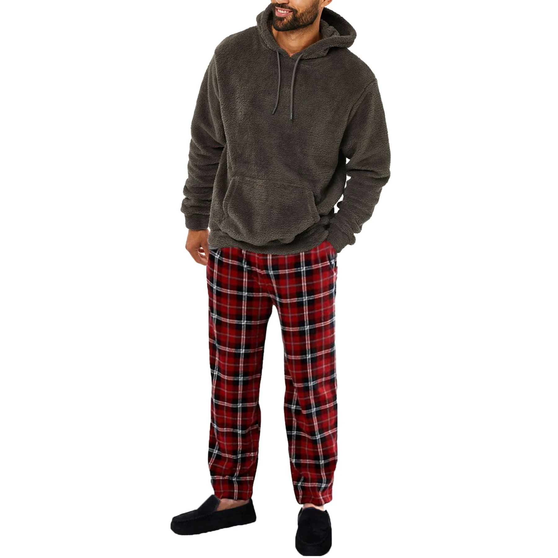Mens Sherpa Lined Hooded Lounge Pyjama Set