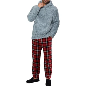 Mens Sherpa Lined Hooded Lounge Pyjama Set