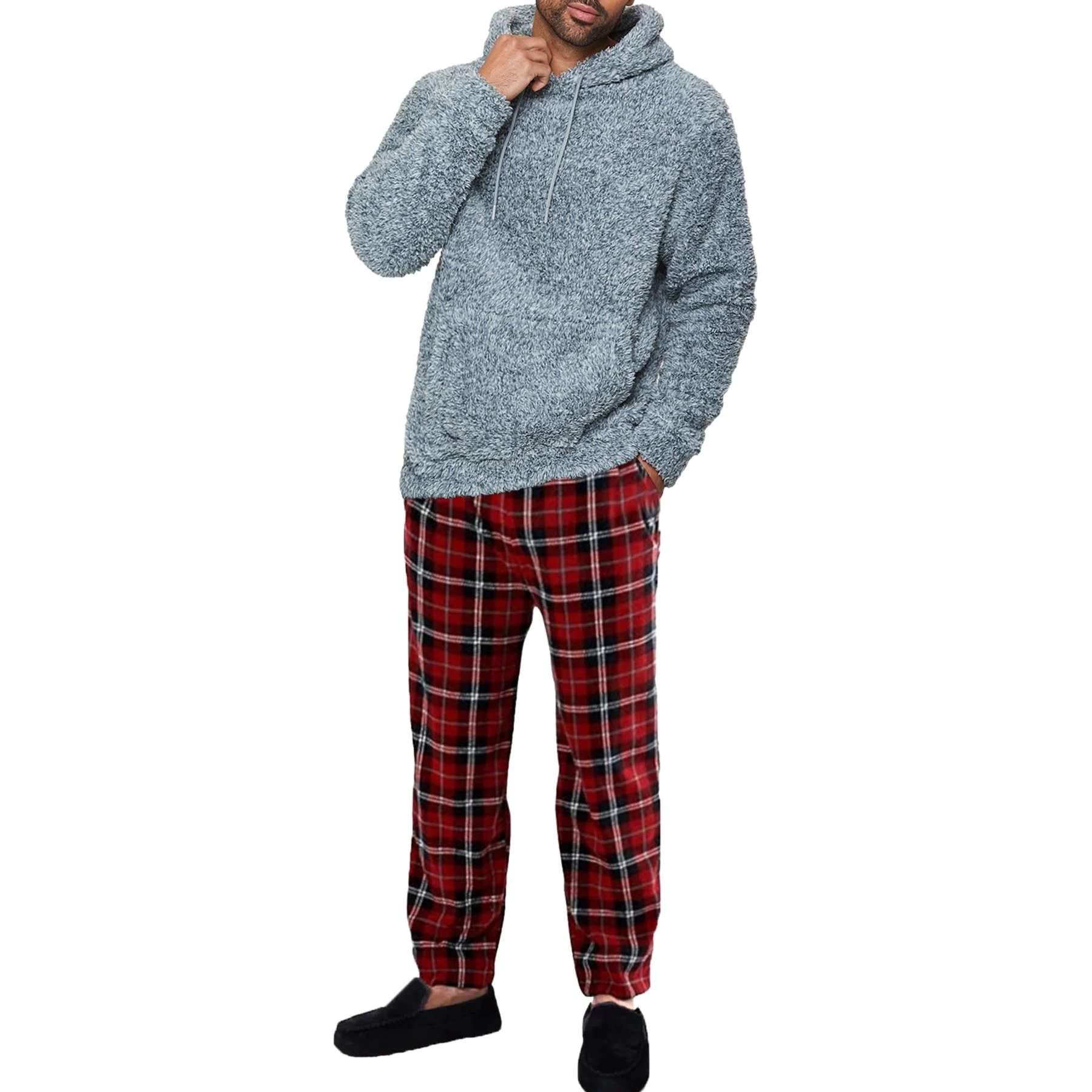 Mens Sherpa Lined Hooded Lounge Pyjama Set