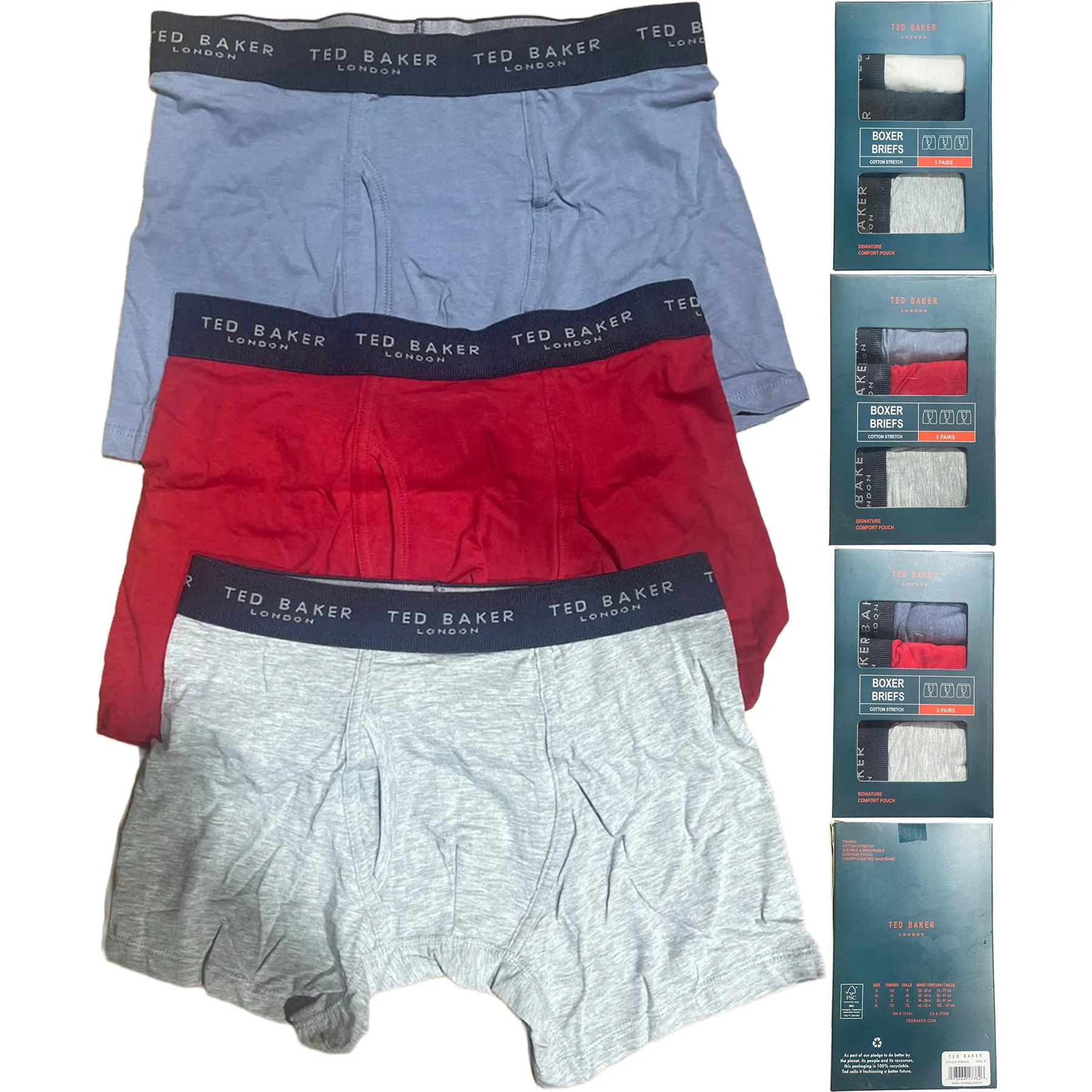 Mens 3 Pack Ted Baker Boxer Shorts