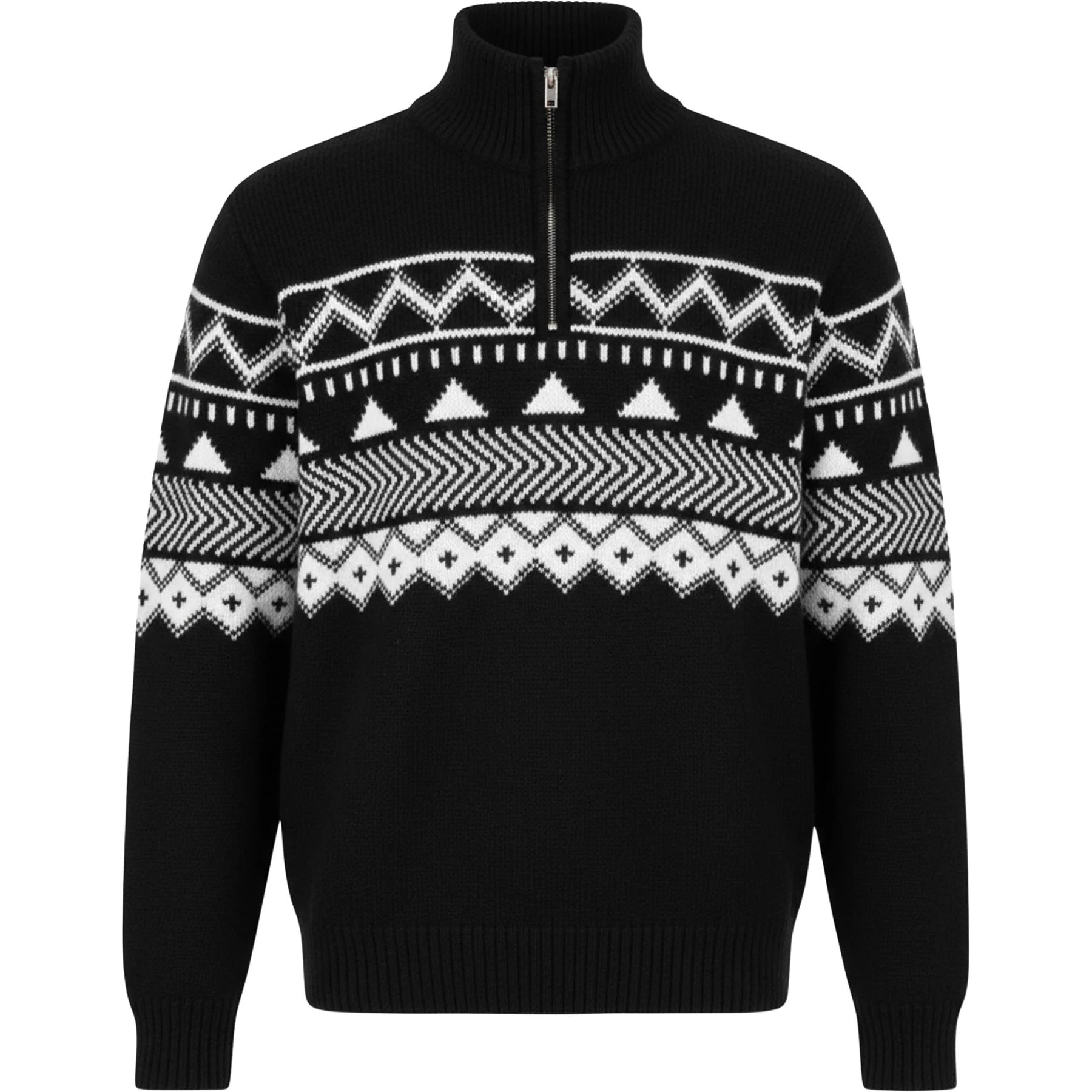 Mens Threadbare Aztec Knitted Zip Up Roll