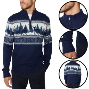 Mens Threadbare Aztec Knitted Zip Up Roll