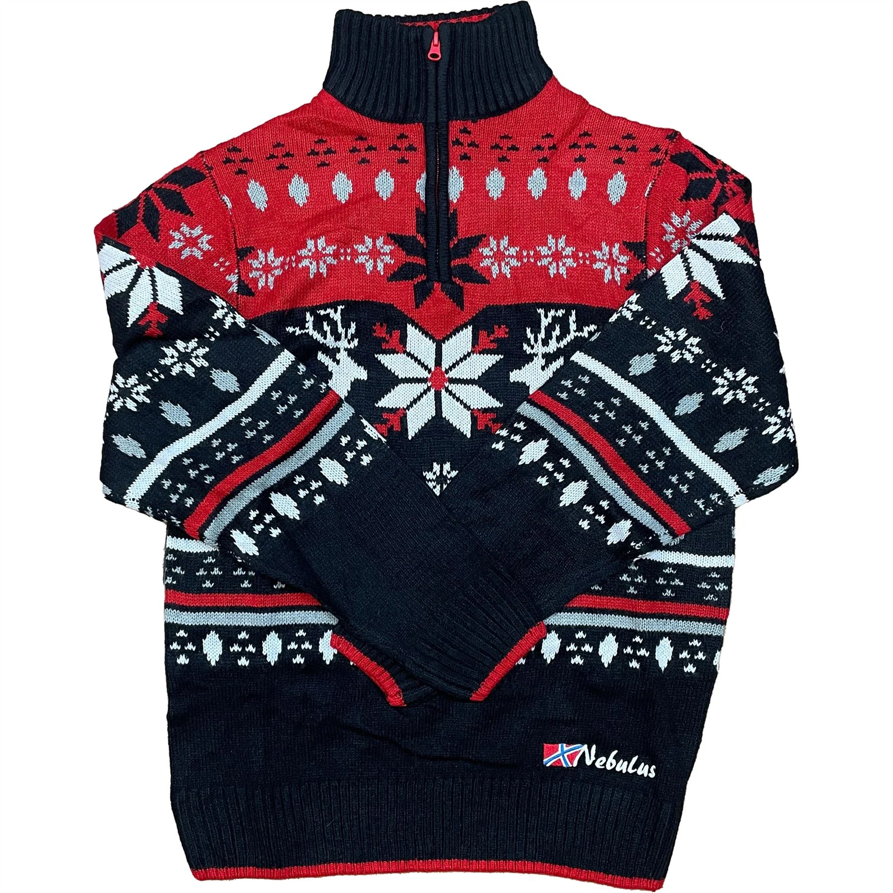 Mens Threadbare Aztec Knitted Quarter Zip Zip