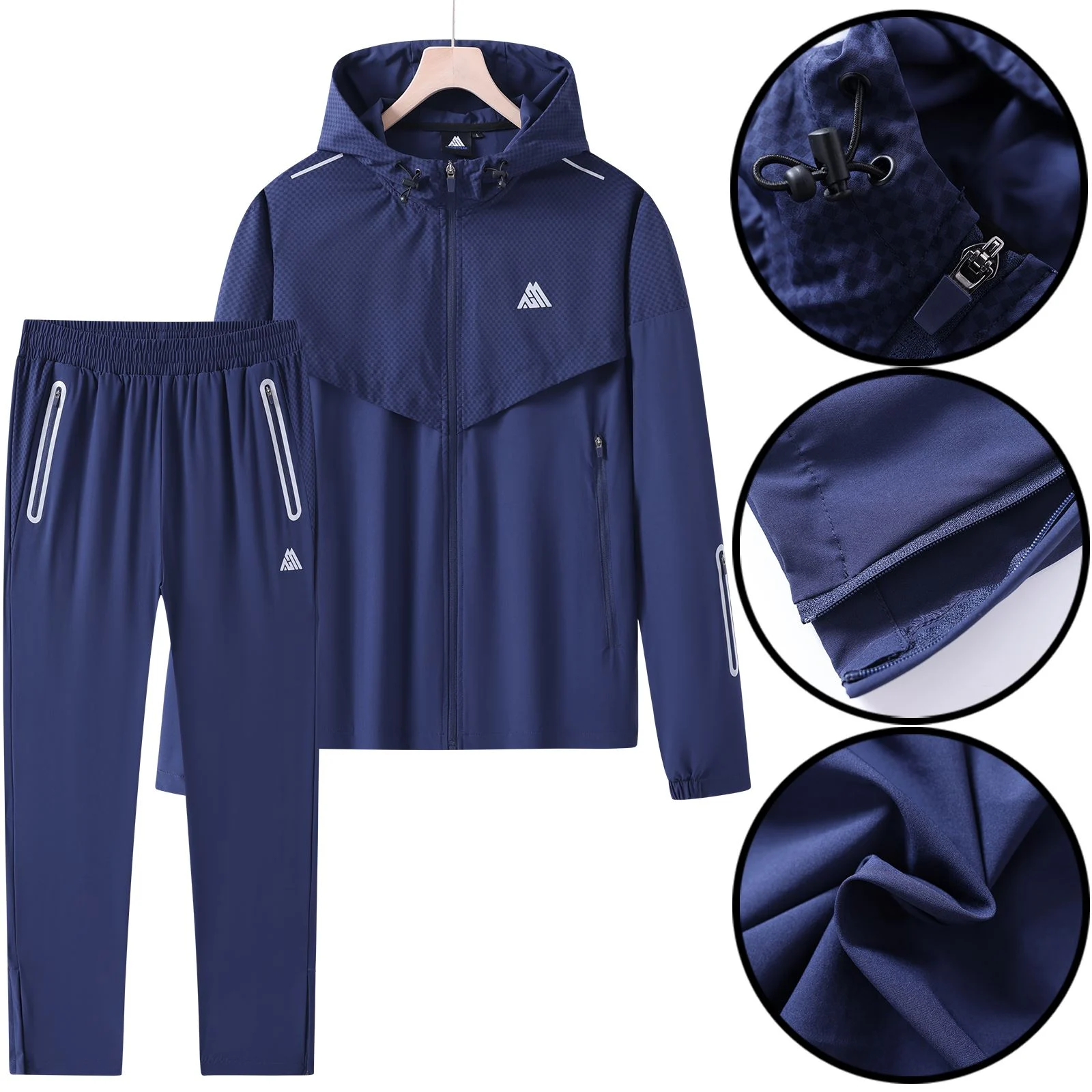 Mens Dot Stretch Hooded Tracksuit Set