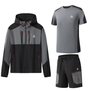 Mens 3 Piece Trio Stretch Hooded Tracksuit