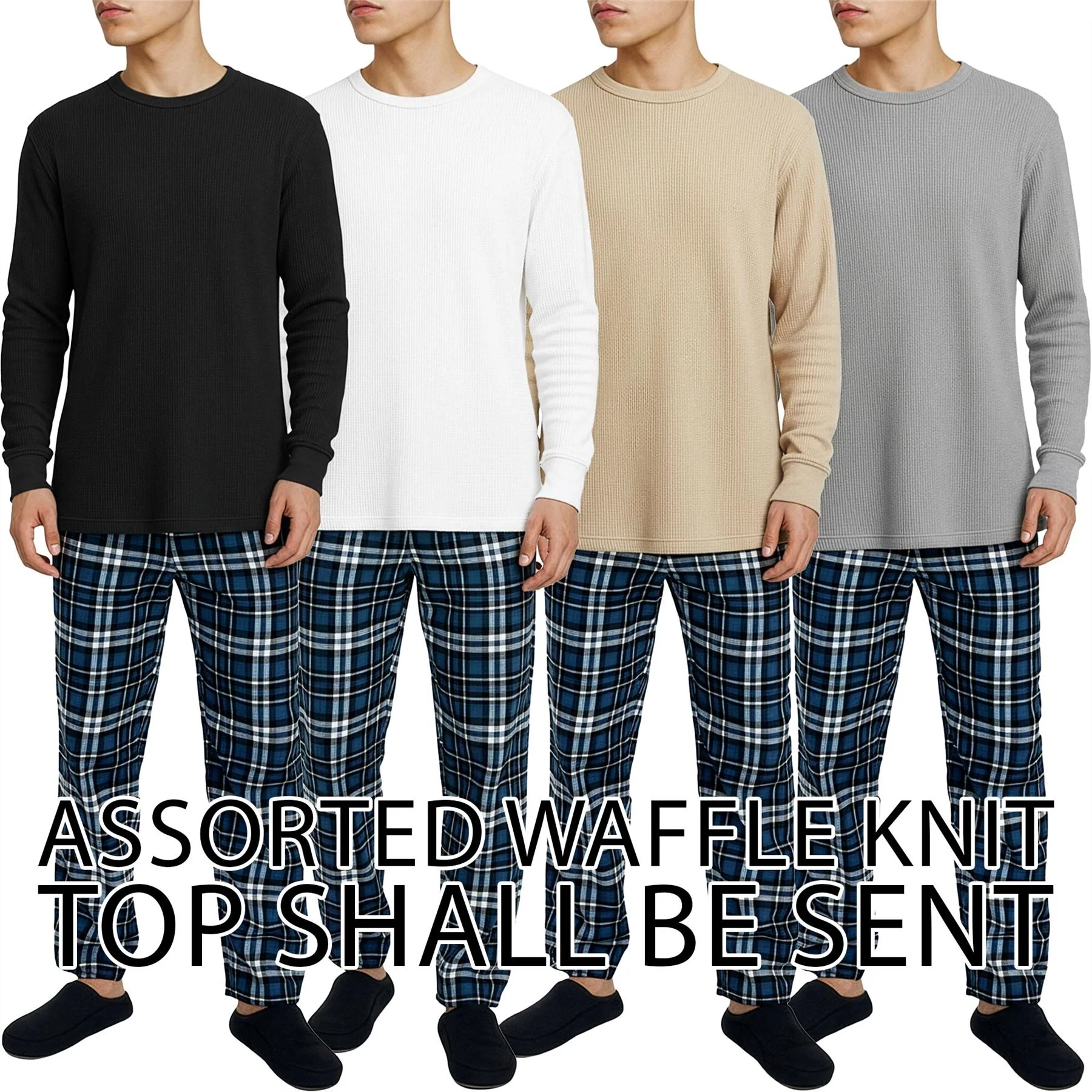 Mens Check Lounge Pyjama Set Waffle