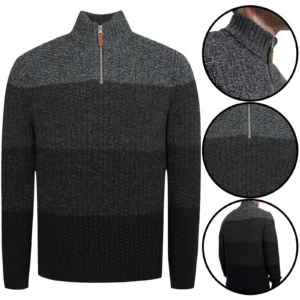Mens Wool Knitted Quarter Zip Cardigan