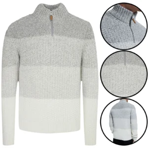 Mens Wool Knitted Quarter Zip Cardigan