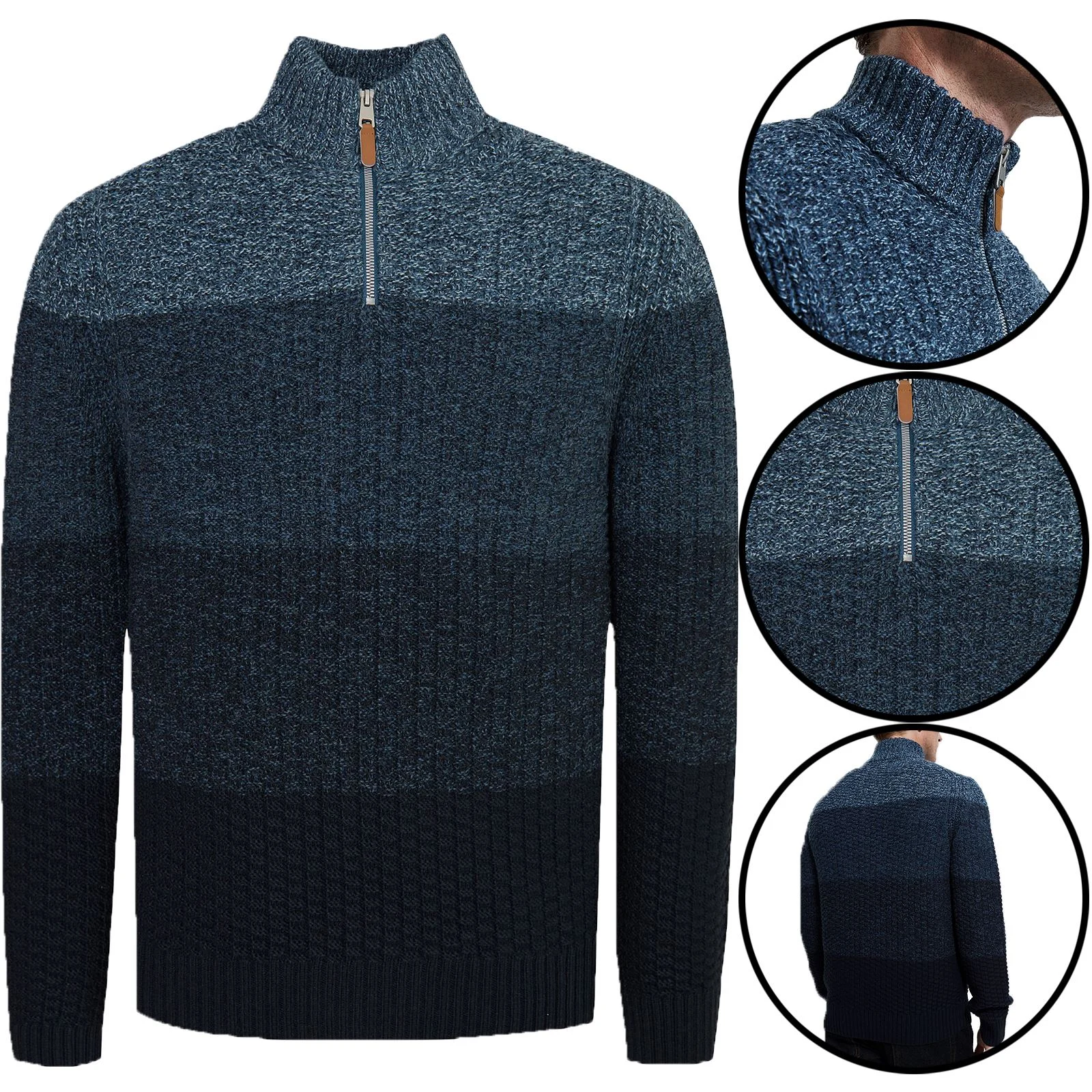 Mens Wool Knitted Quarter Zip Cardigan