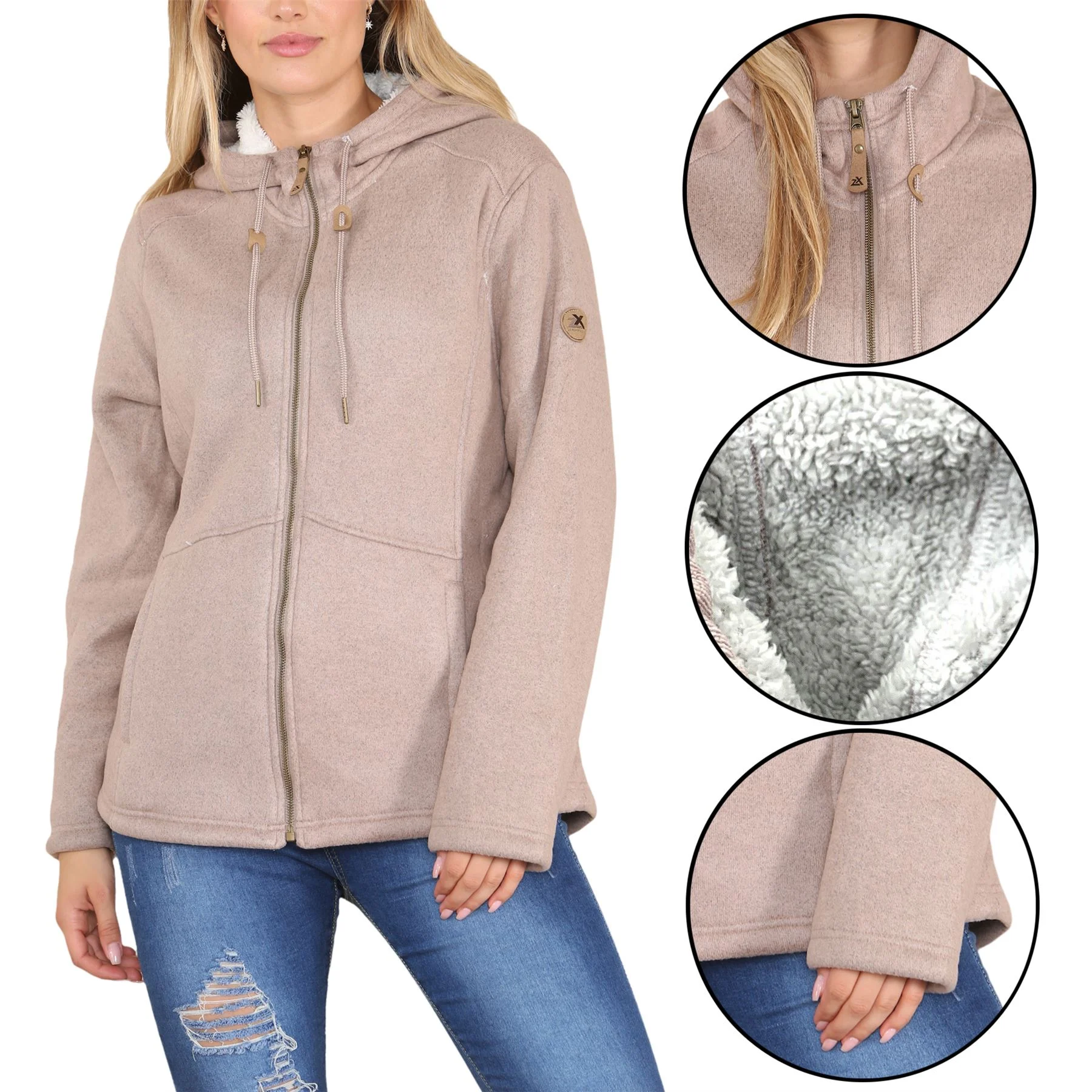 Womens Zero Sherpa Lined Padded Hooded Jacket