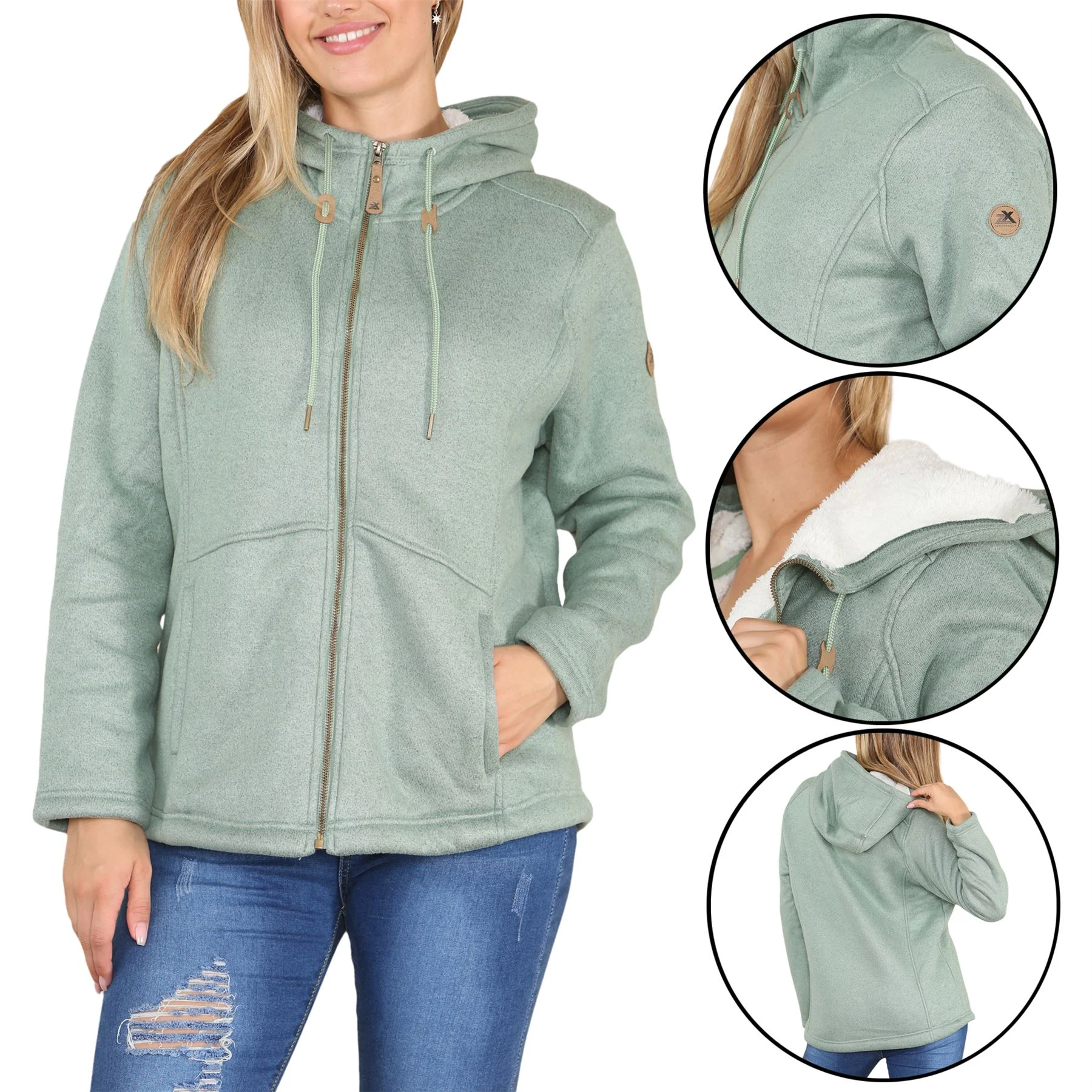 Womens Zero Sherpa Lined Padded Hooded Jacket