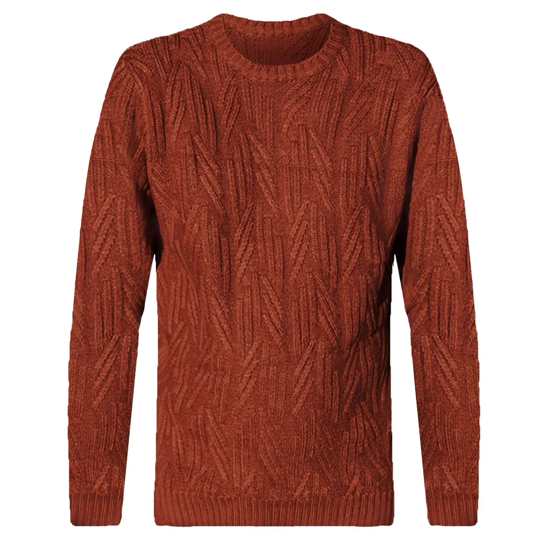 Mens Zig Knitted Round Neck Jumper