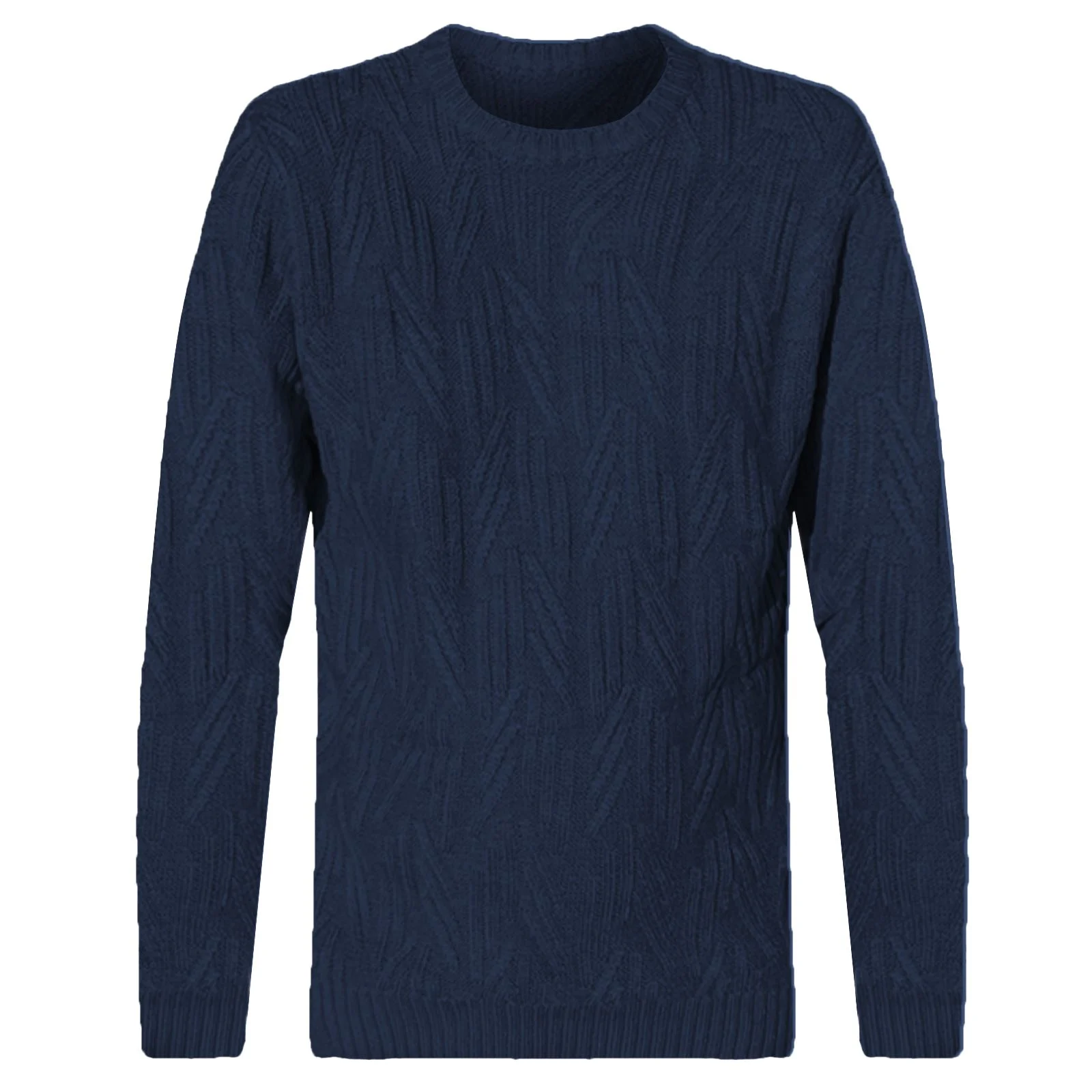 Mens Zig Knitted Round Neck Jumper